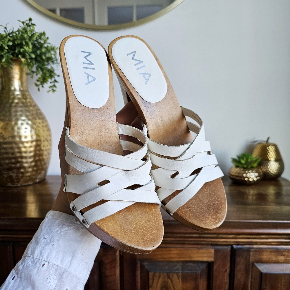 MIA White and Tan Sandals